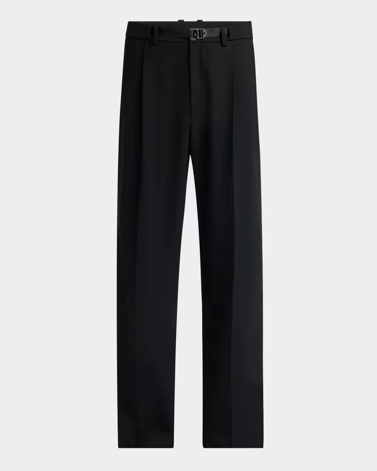 Matte Black Belted Twill Trousers by Moncler