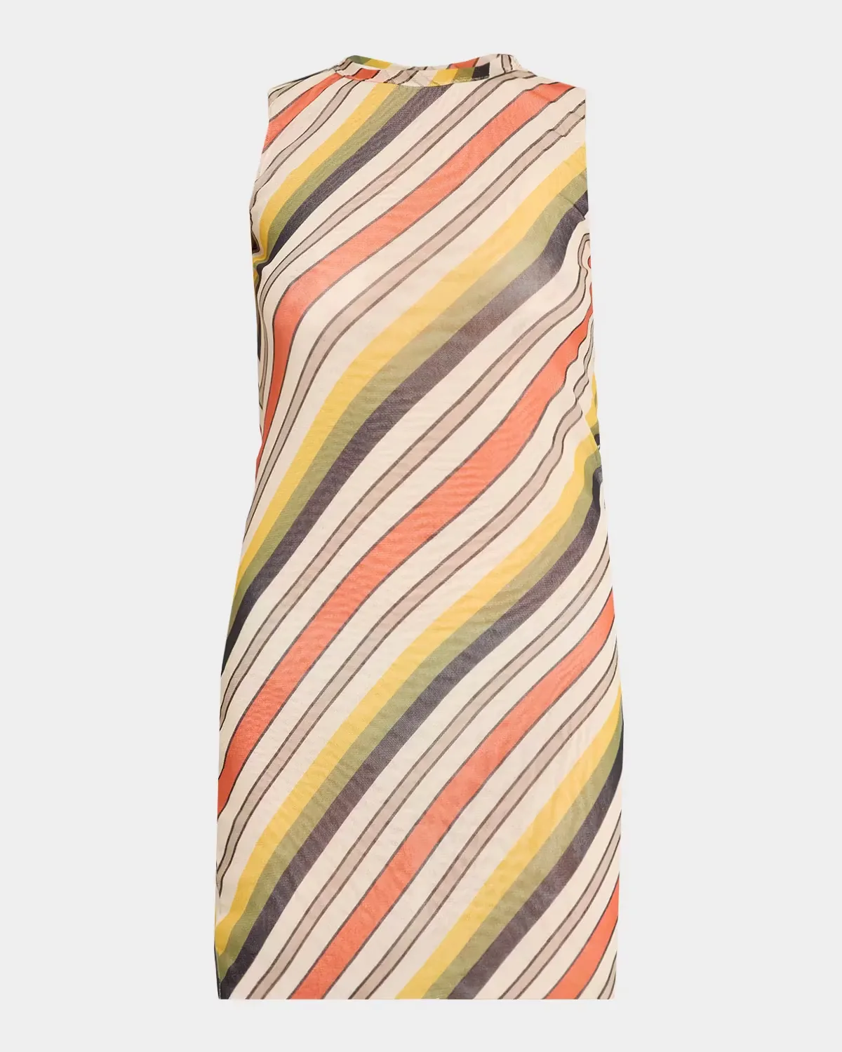 Striped Mesh Sleeveless Mini Dress by Jean Paul Gaultier