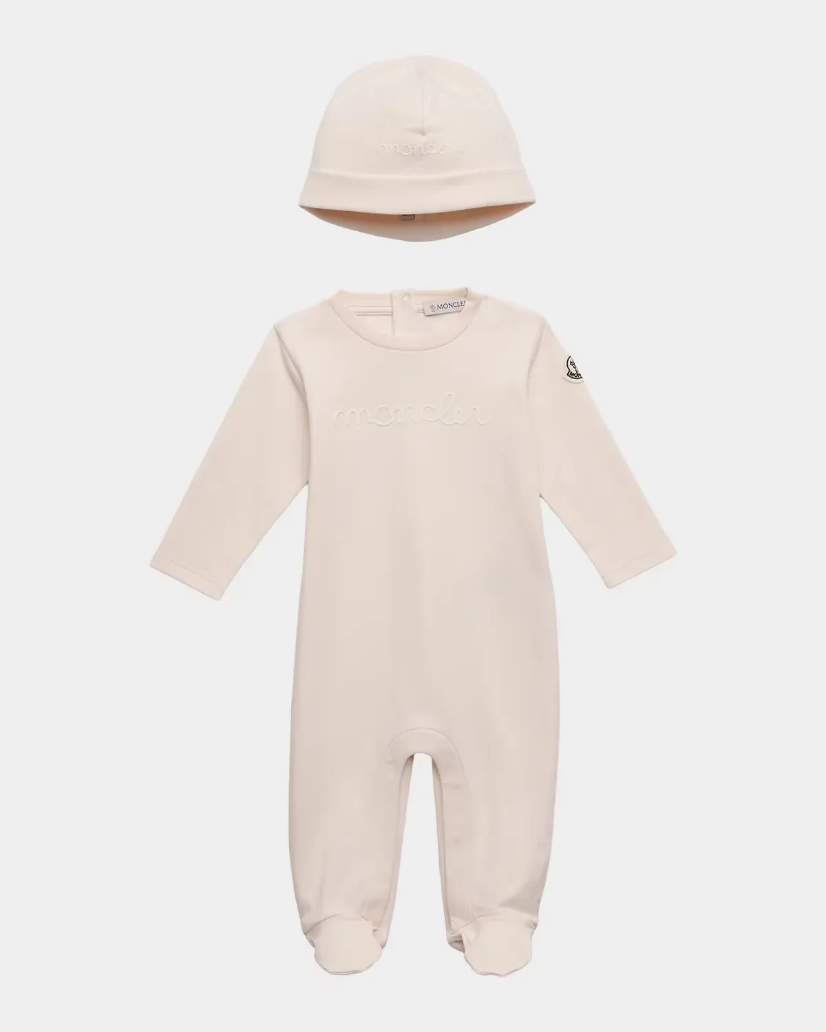 Logo Cotton Baby Grow & Beanie Set by Moncler