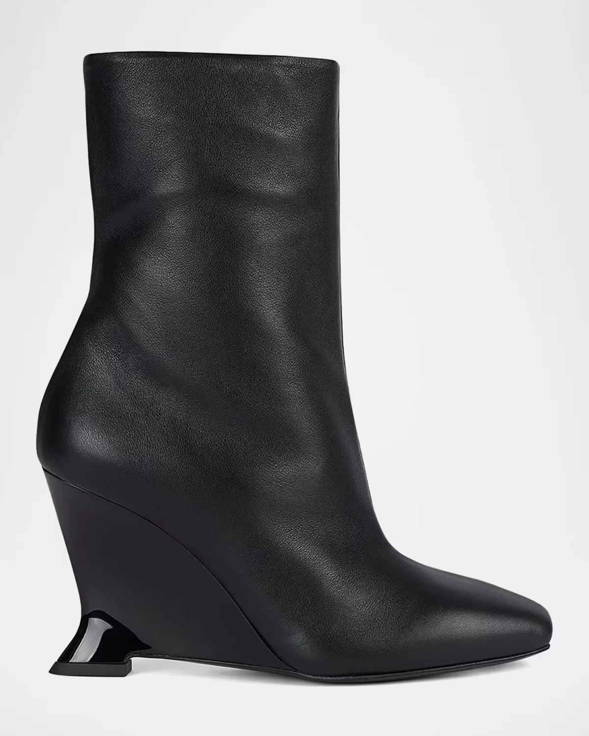 95MM Leather Wedge Ankle Boots