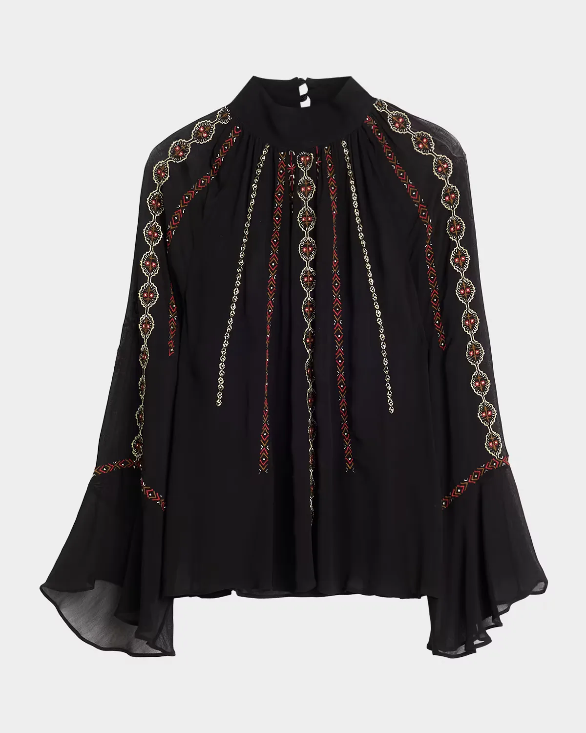 Tairis Embroidered Sheer Blouse by Veronica Beard