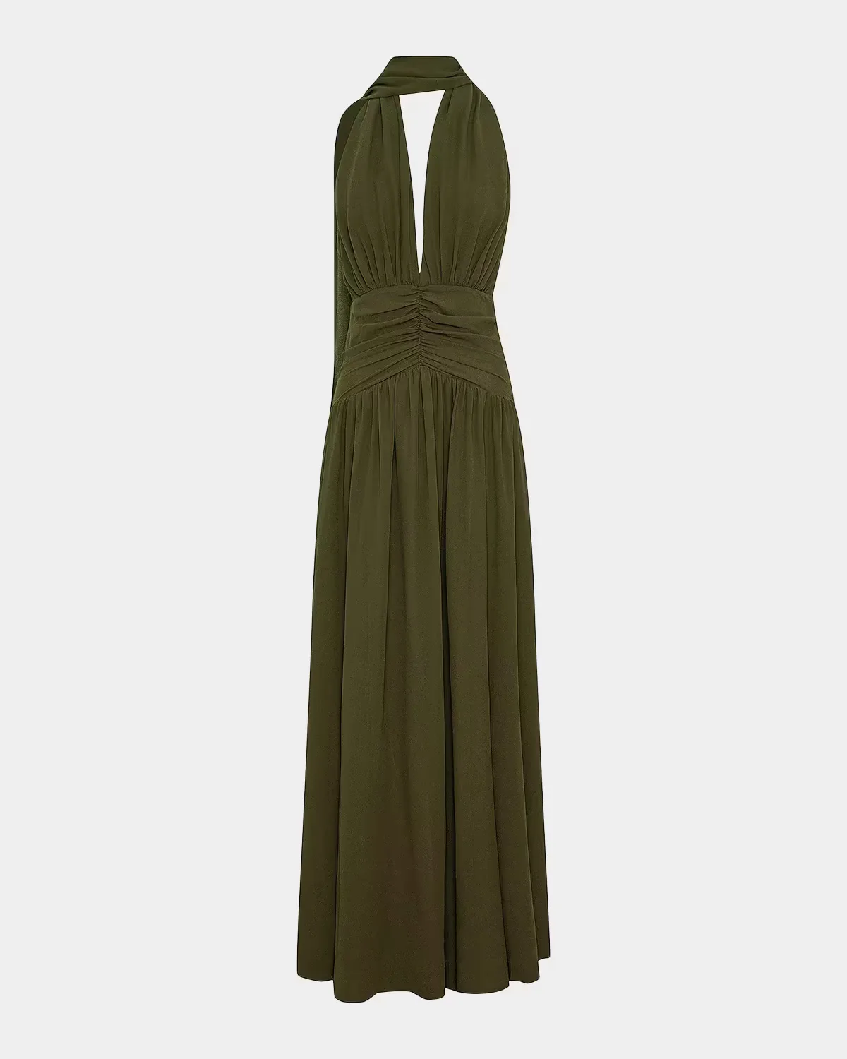Arella Plunging Halter Maxi Dress