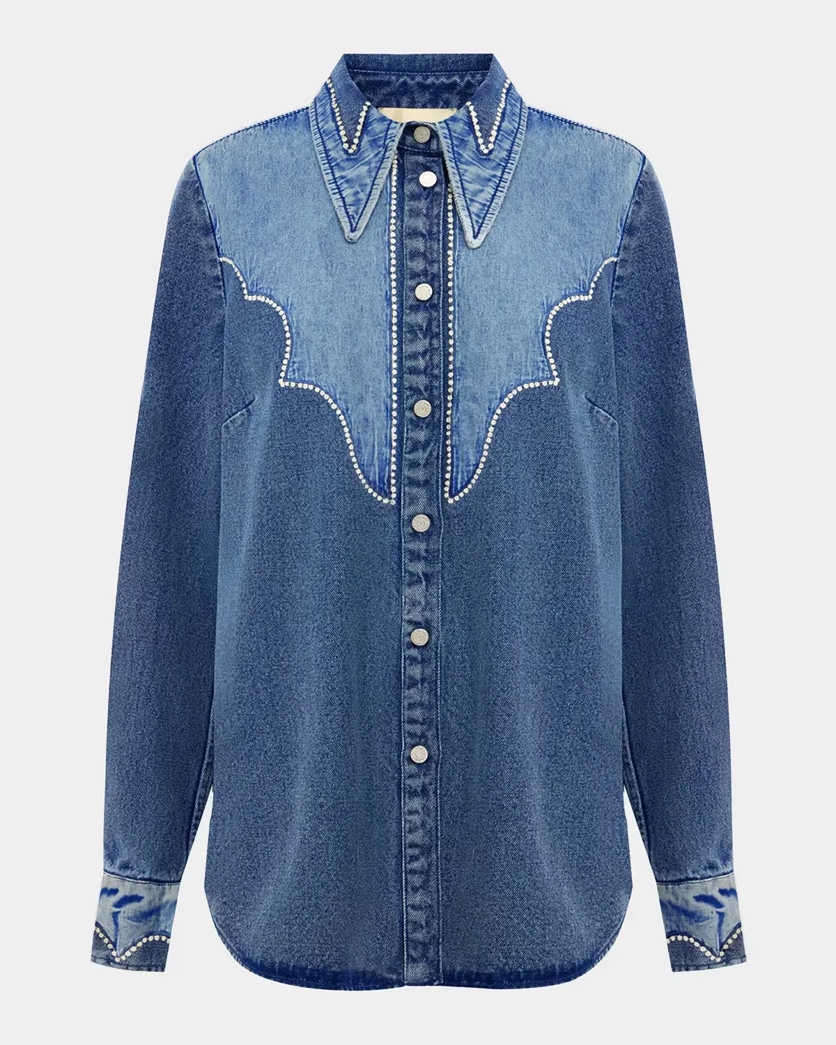Jesse Embroidered Denim Western Shirt by ALMAIS