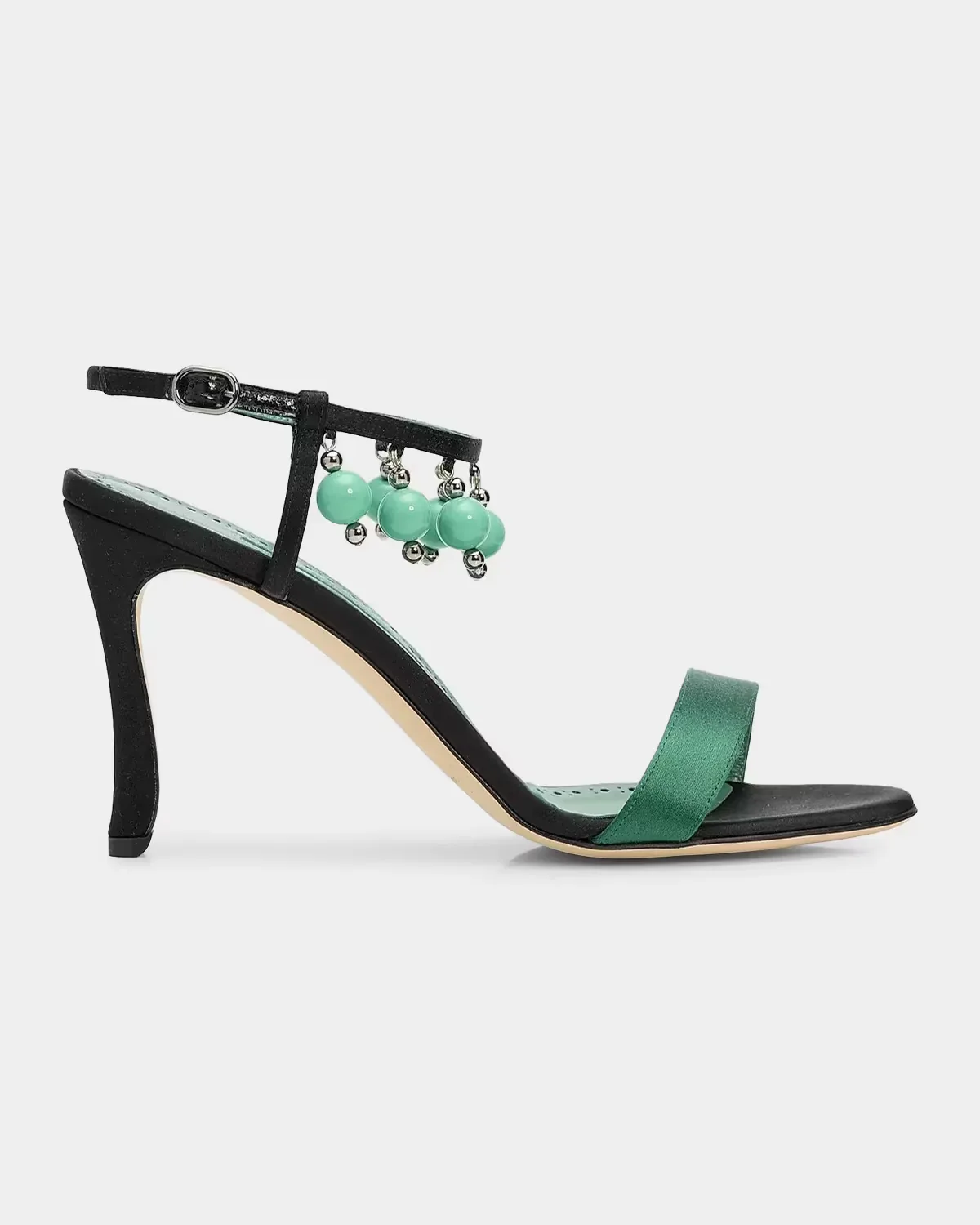 90mm Kasasan Beaded Satin Sandals by Manolo Blahnik