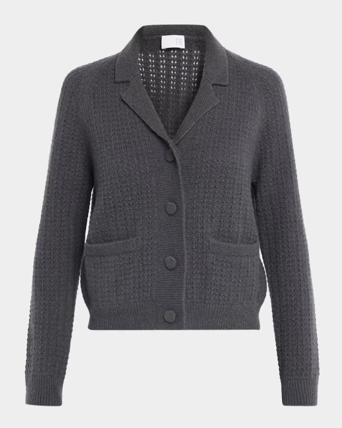 Cashmere Pointelle-Knit Cardigan by TSE