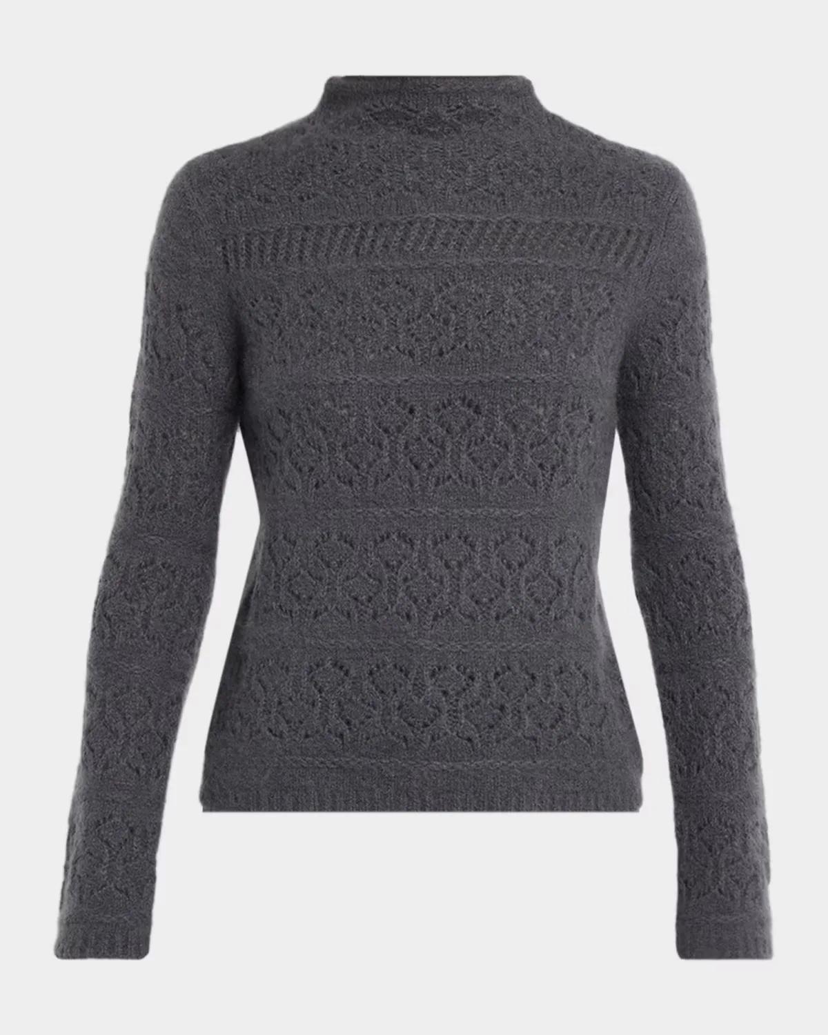 Cashmere Pointelle-Knit Mock Turtleneck Sweater by TSE
