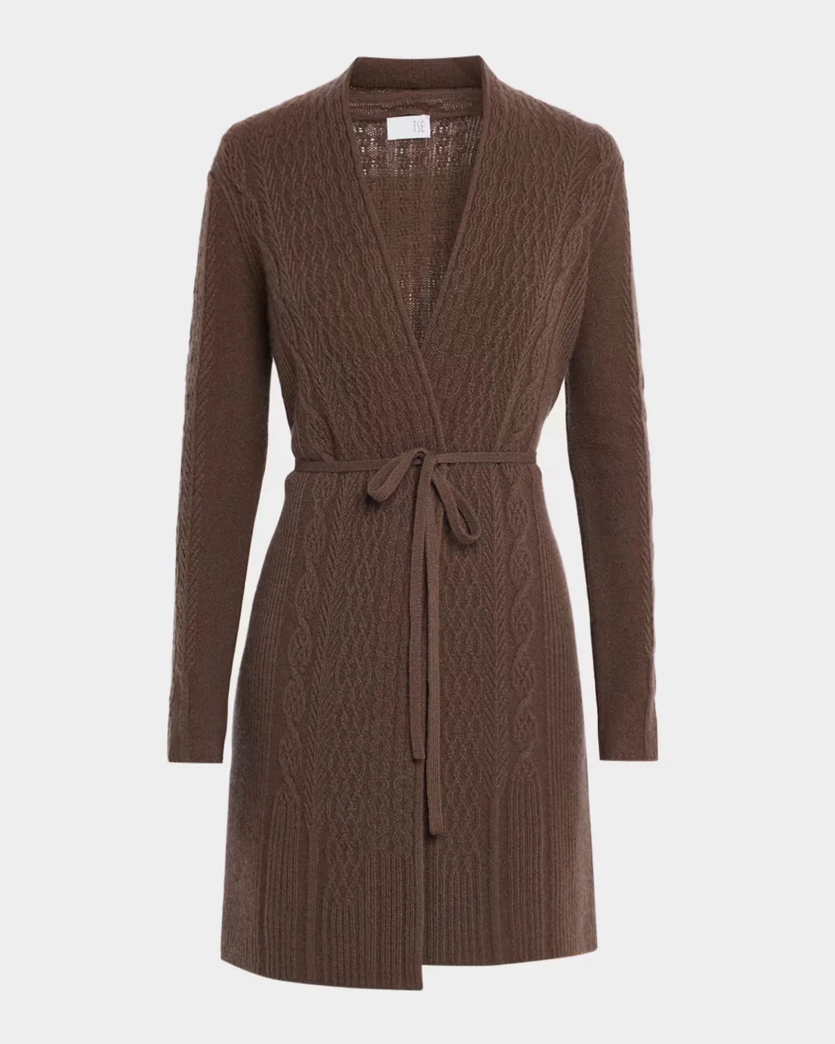 Cashmere Cable-Knit Wrap Cardigan by TSE