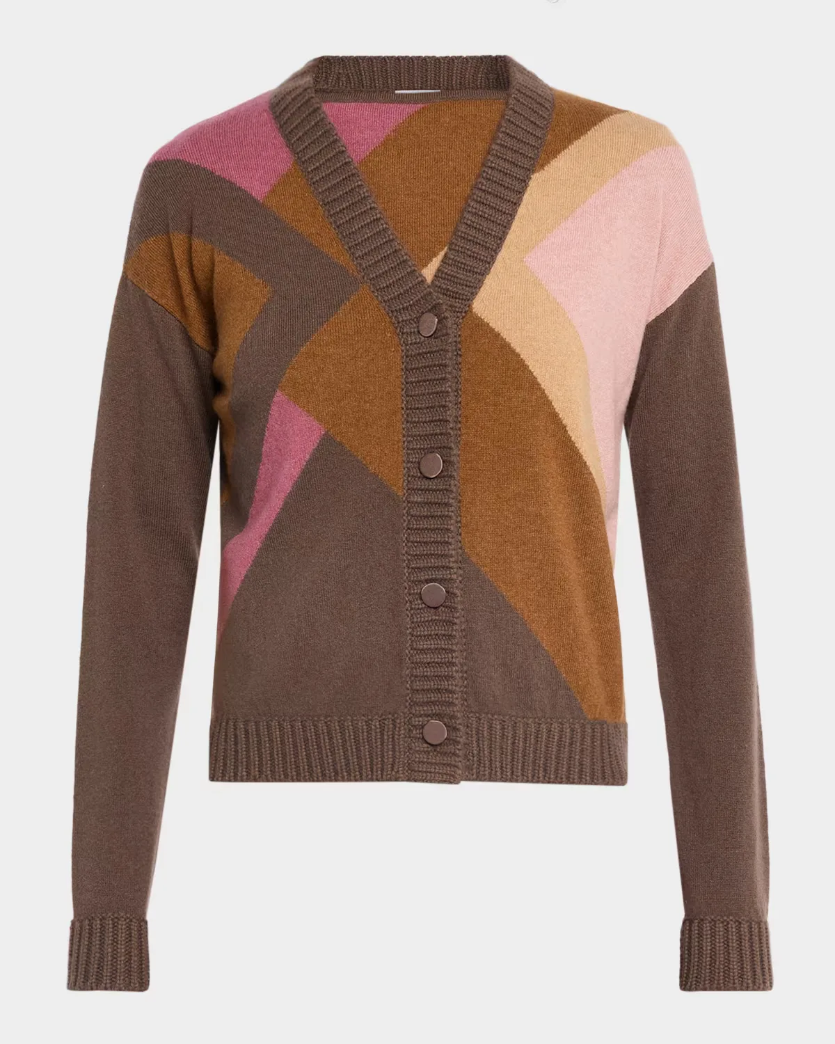 Cashmere Geometric Intarsia Cardigan by TSE