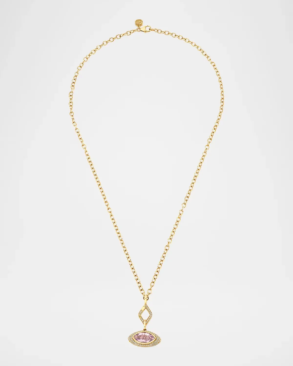 14K Faceted Lavender Topaz Marquise Eye with Diamonds Charm Necklace by Sydney Evan
