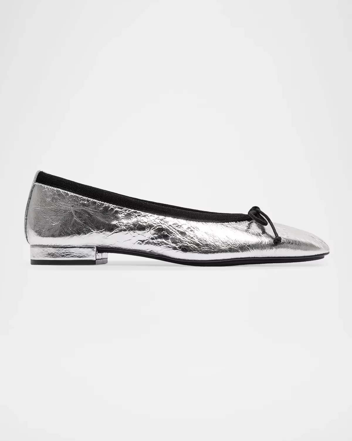 Barbara Crinkle Metallic Leather Ballerina Flats by Bernardo