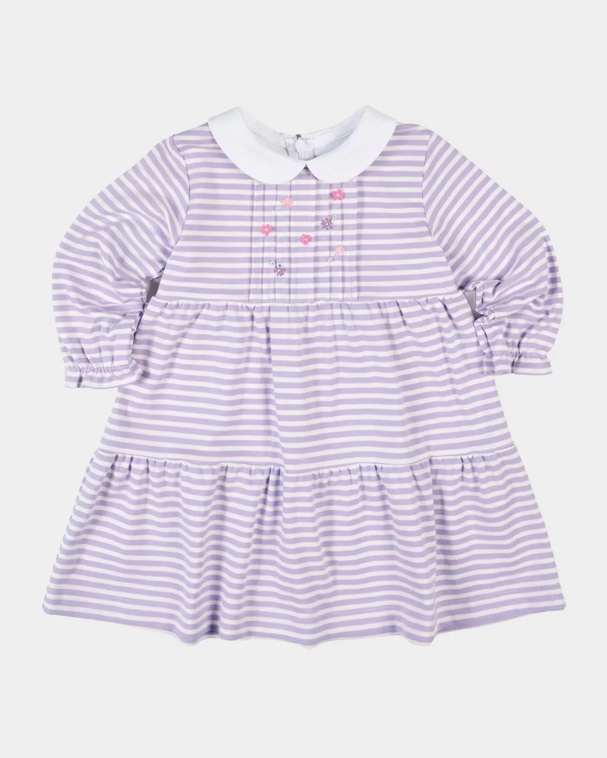 Flower Appliqué Stripe Knit Dress by Florence Eiseman