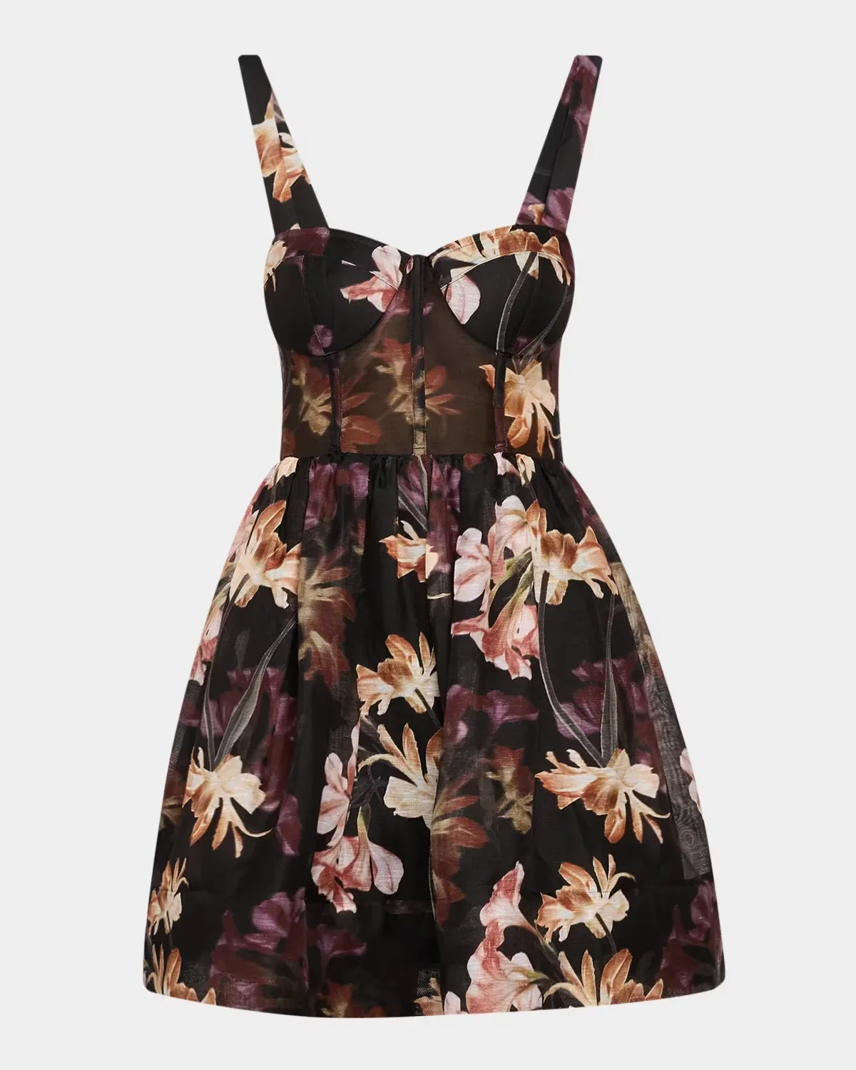 Pheobe Woodland-Print Bustier Mini Dress by Cara Cara