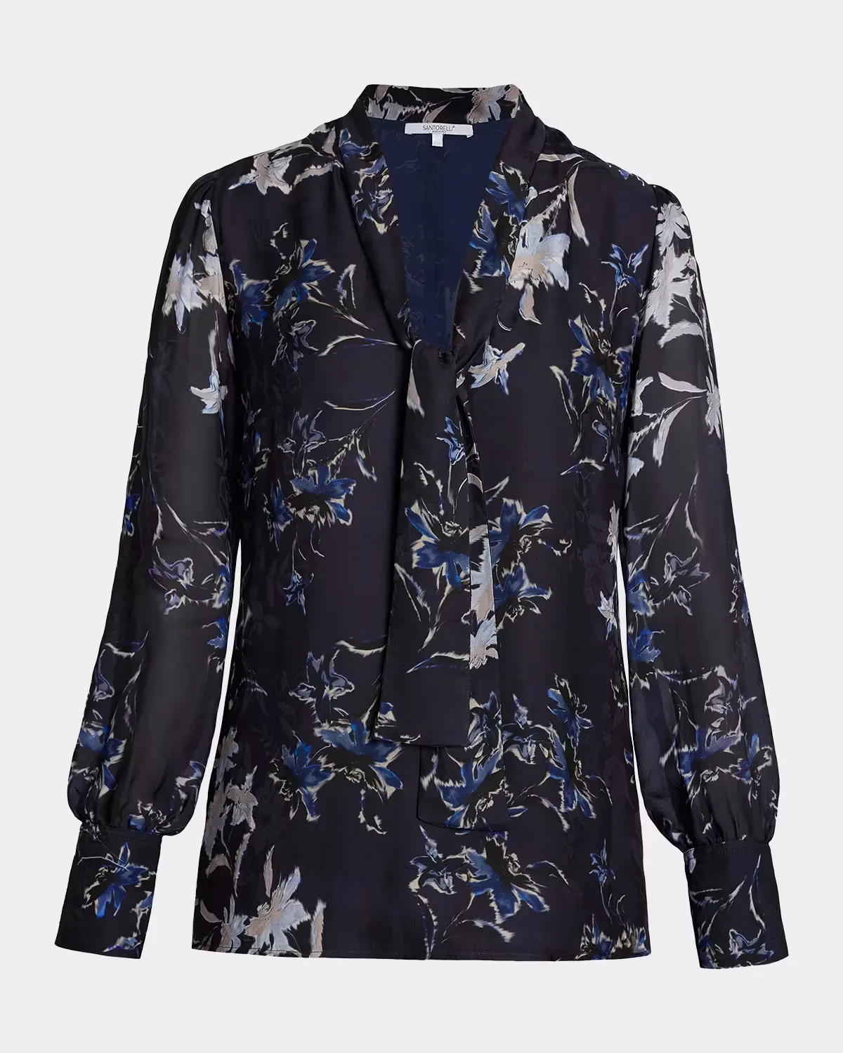 Floral Tie-Neck Blouse by Santorelli