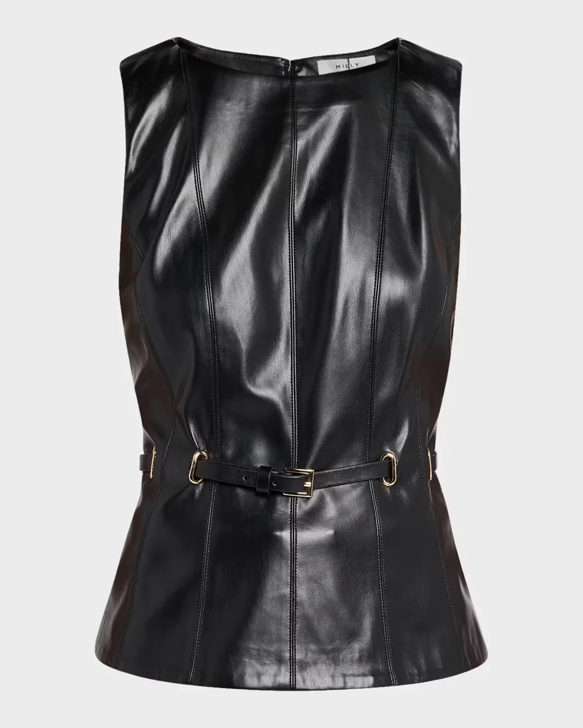 Naima Sleeveless Faux Leather Top by Milly