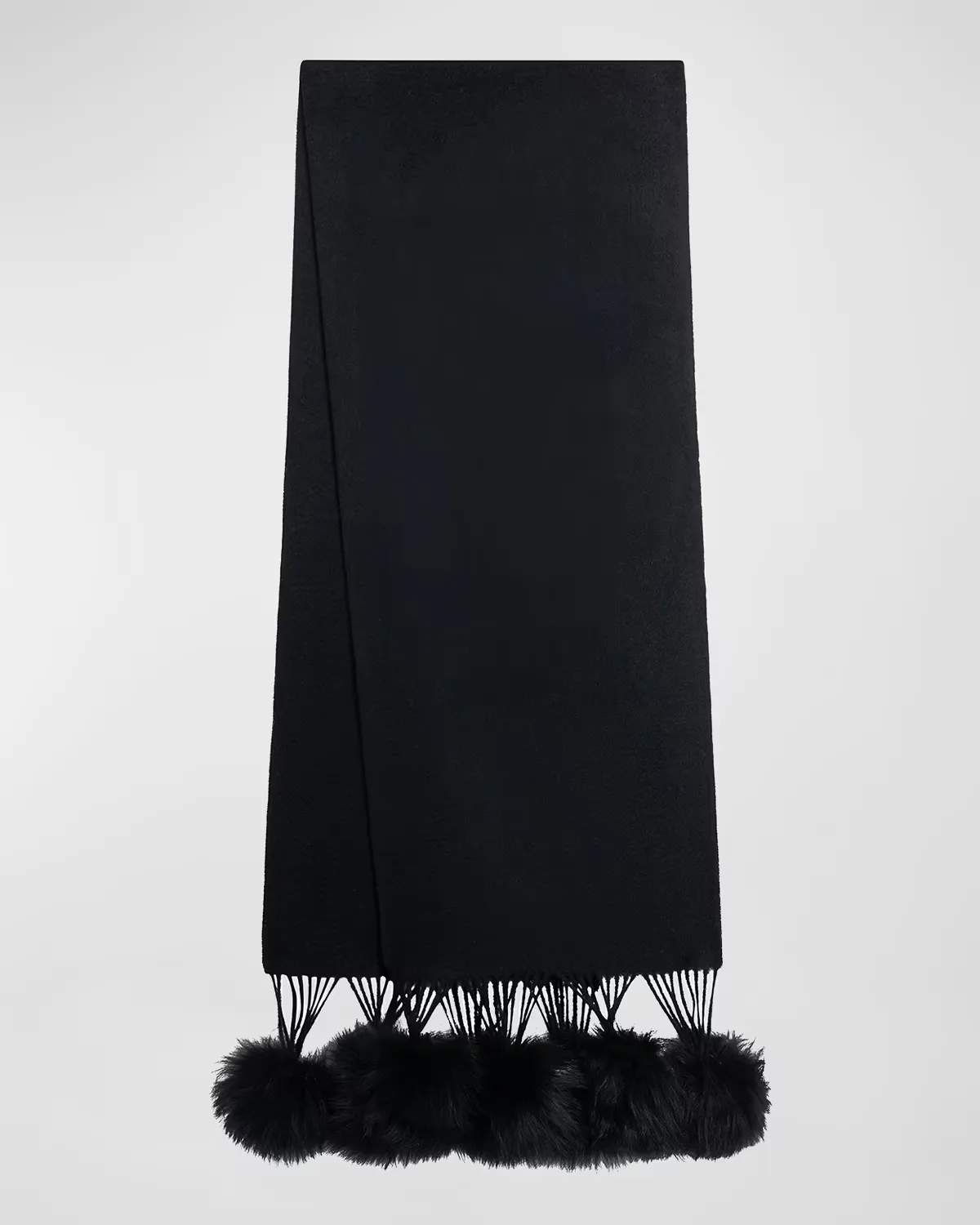 Select Cashmere Stole with Lamb Shearling Poms by Gorski