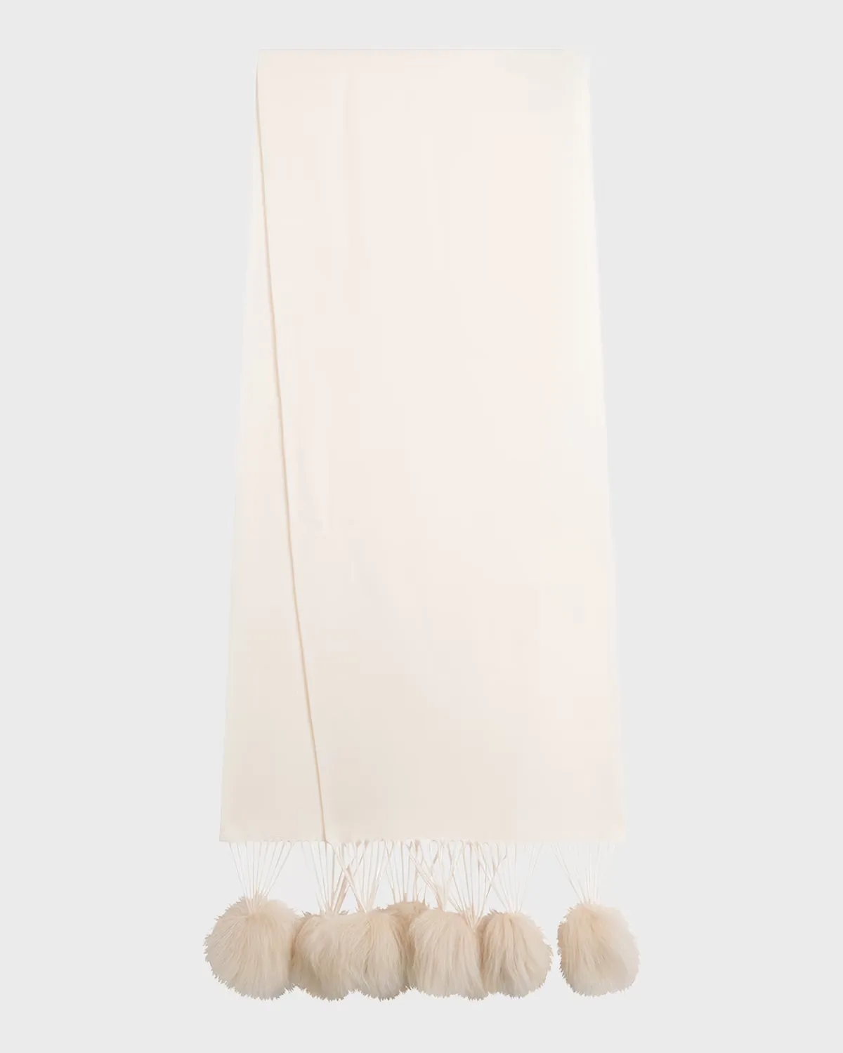 Select Cashmere Stole with Lamb Shearling Poms