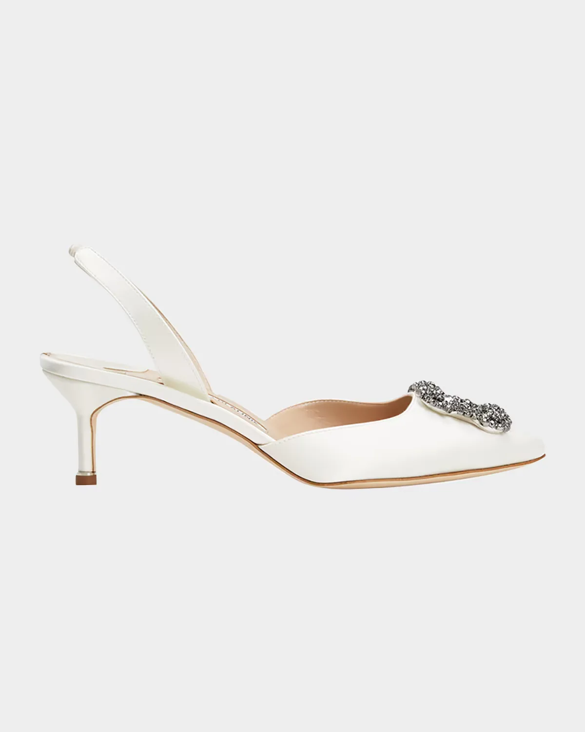 Hangsi Satin Crystal-Buckle Halter Pumps by Manolo Blahnik