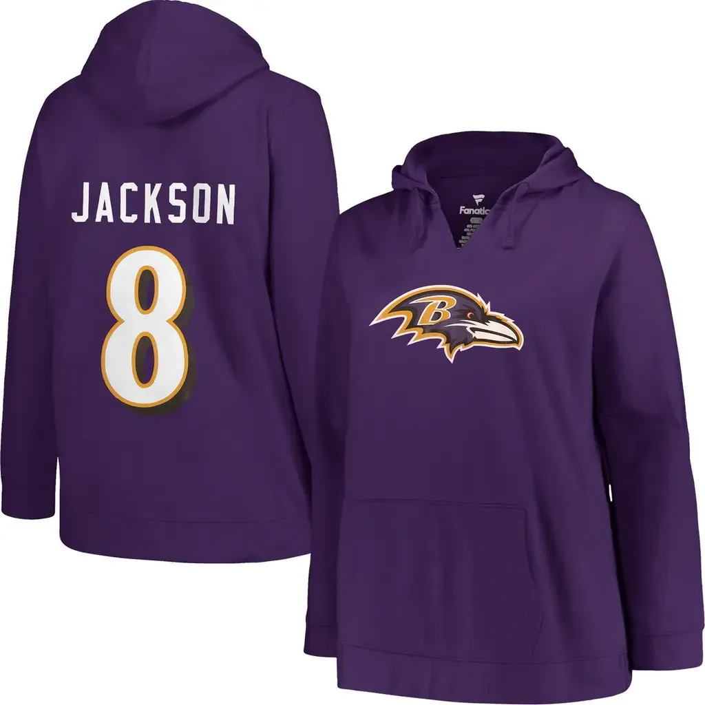Lamar Jackson Baltimore Ravens Player Name & Number Pullover Hoodie by PROFILE