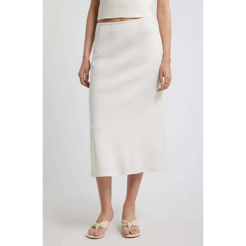 Linen Blend Midi Skirt by Nordstrom