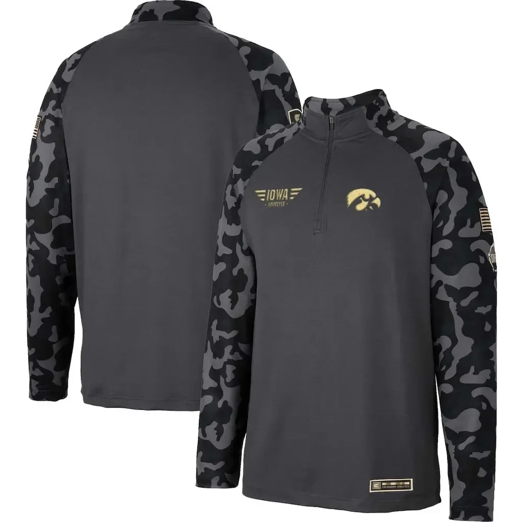 Colosseum Iowa Hawkeyes OHT Military Appreciation Long Range Raglan Quarter-Zip Jacket by COLOSSEUM