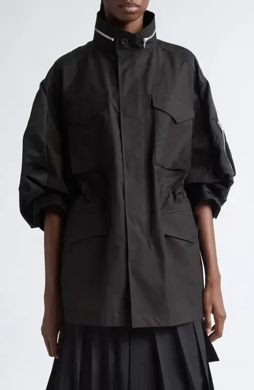 Mixed Media Short Sleeve Jacket by Sacai