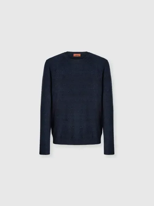 Crew-Neck Wool and Cotton Pullover with Tone-On-Tone Zigzag Pattern by Missoni