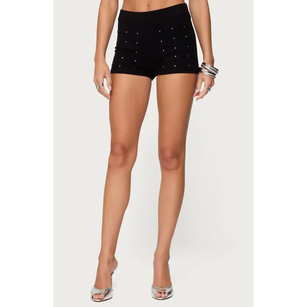 Harley Rhinestone Knit Shorts by EDIKTED