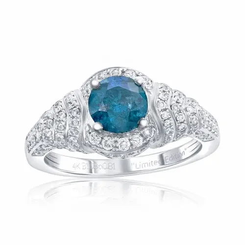14K White Gold 1.08ct Blue Diamond & 0.81cttw Diamond Ring by SOUZANA by Suzy Levian