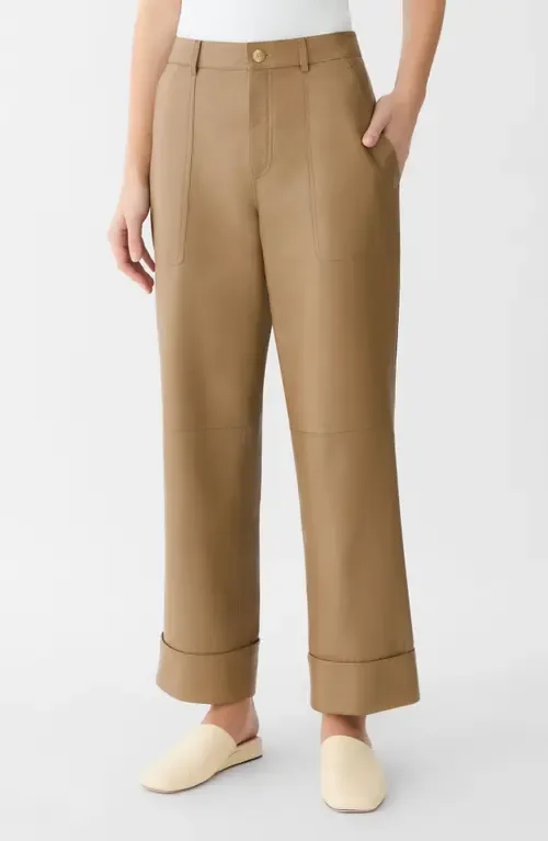 Highline Straight Leg Leather Ankle Pants by Lafayette 148 New York
