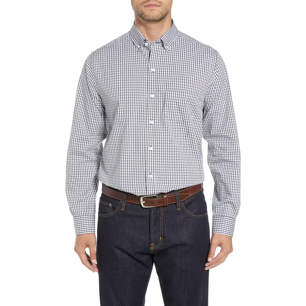 Cotton Blend Gingham Shirt by Cutter & Buck