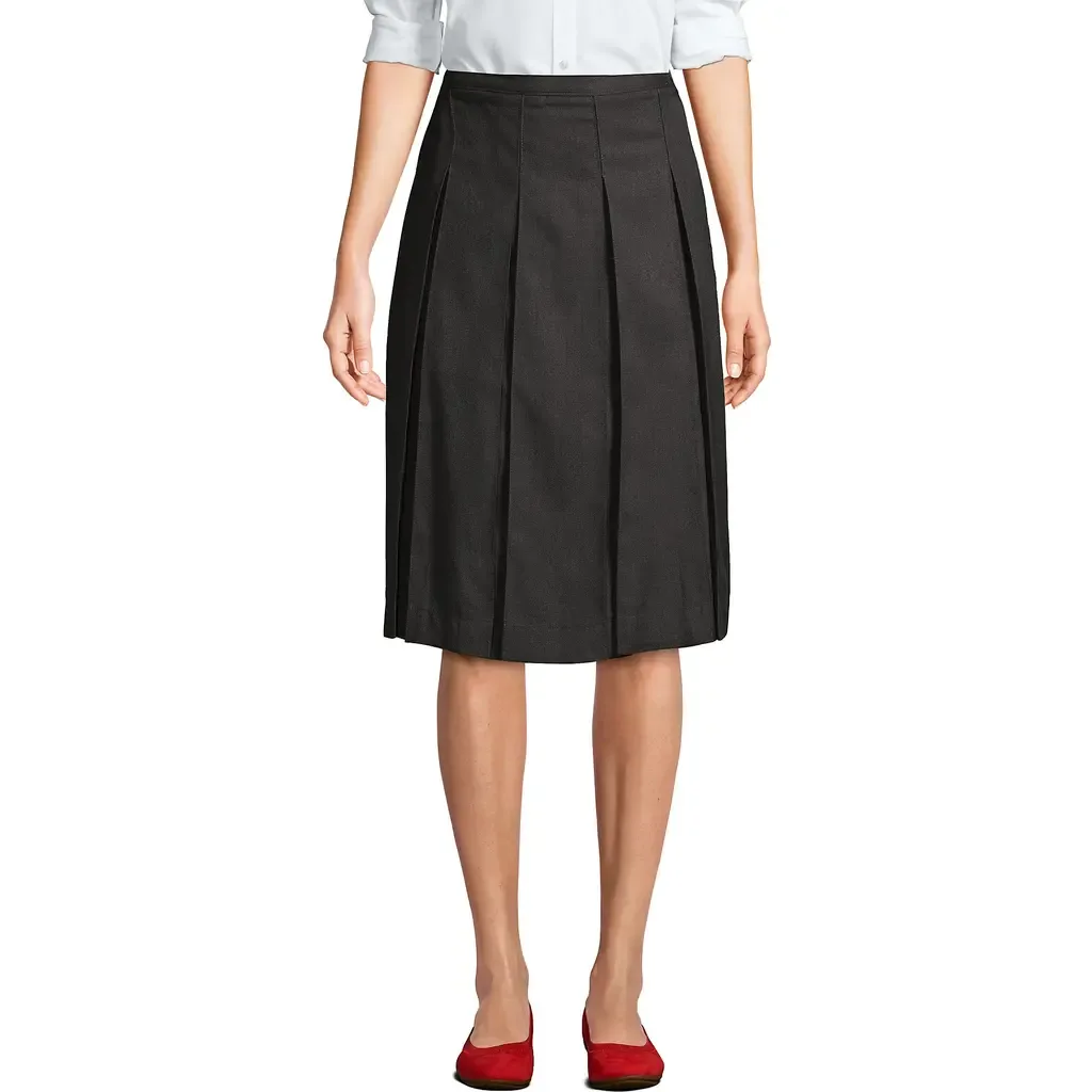 School Uniform Solid Box Pleat Skirt Below the Knee by Lands' End
