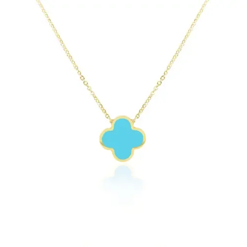 Extra Large Turquoise Single Clover Necklace by The Lovery