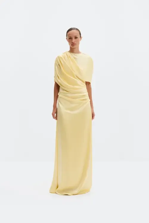 Cassia Draped Fitted Maxi Dress by Malina