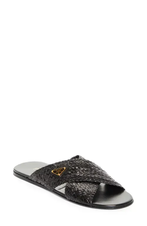 Woven Slide Sandal by Prada