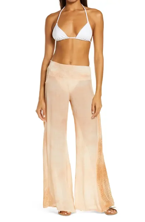 Crochet Trim Wide Leg Cover-Up Pants by Elan