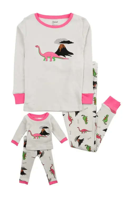 Dinosaur Pajama & Matching Doll Pajama Set by Leveret