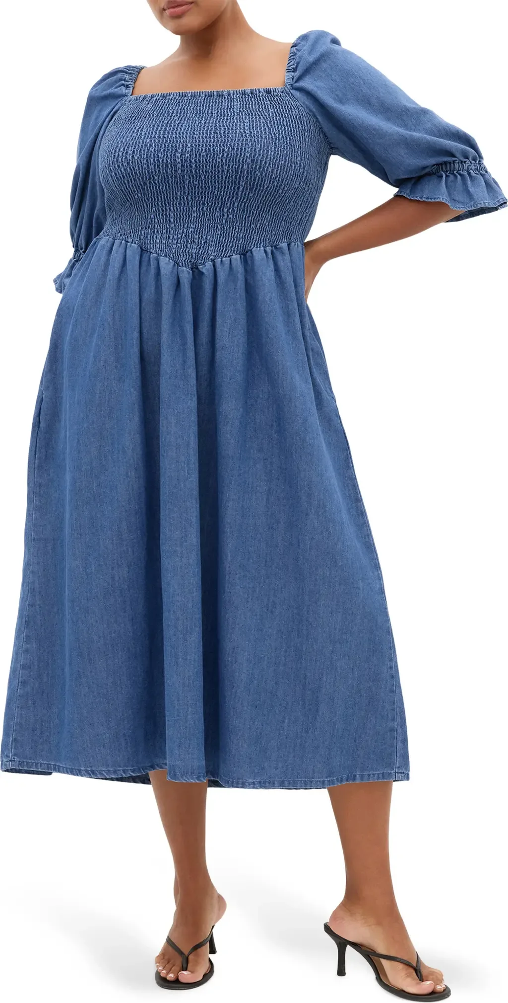 Kaitlyn Smocked Denim Dress