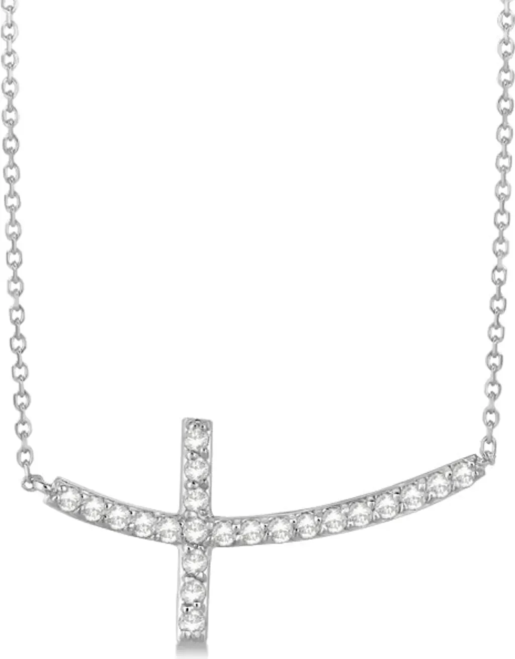 Diamond Sideways Curved Cross Pendant Necklace 14k by ALLUREZ