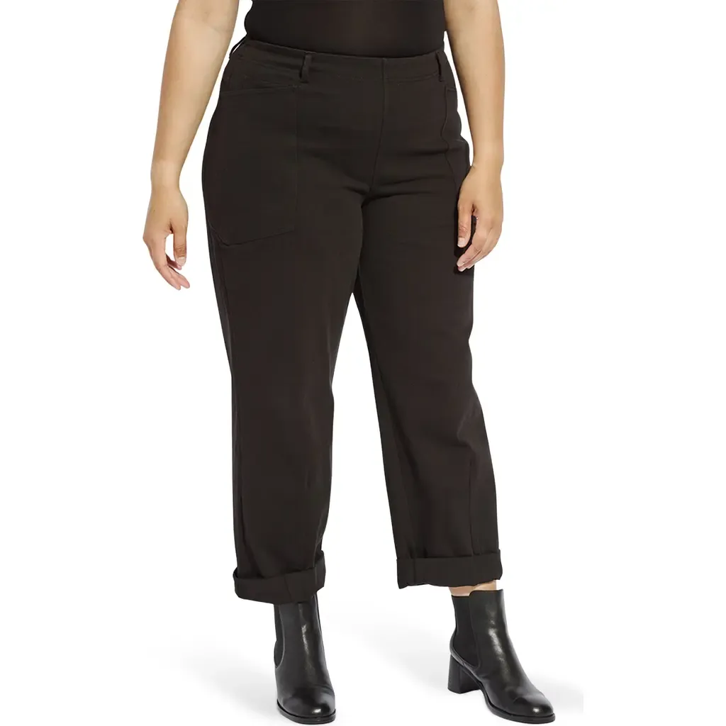 Penelope Pull-On Knit Barrel Jeans by Lysse
