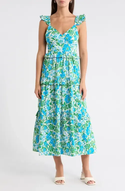 Bivore Floral Print Ruffle Maxi Dress by SUGARLIPS