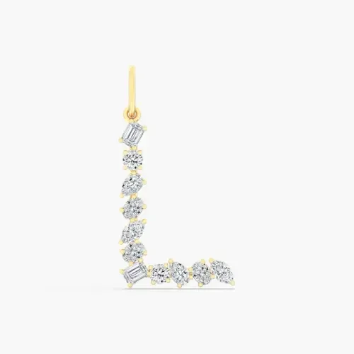 Multi-Shape Letter "L" Lab Diamond Charm in 14K by Everlee