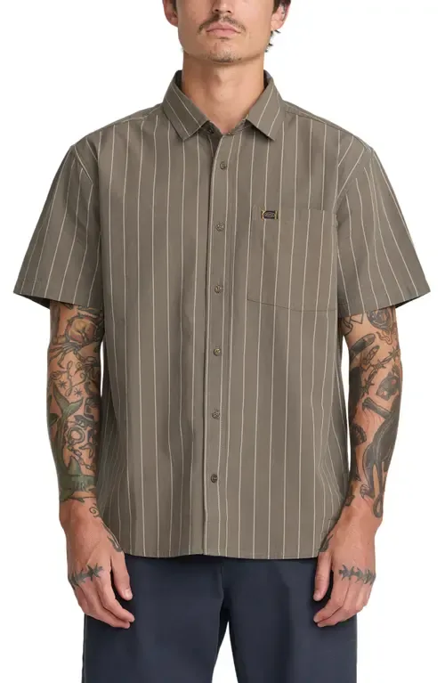 Dayshift Workwear Stripe Short Sleeve Button-Up Shirt