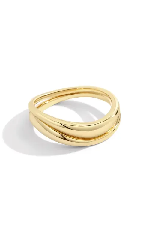 Organic Stacking Ring Set in 18K Gold Over Sterling Silver