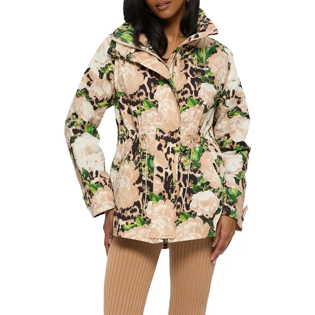 Lightweight Floral Printed Jacket with Concealed Hood by GORSKI