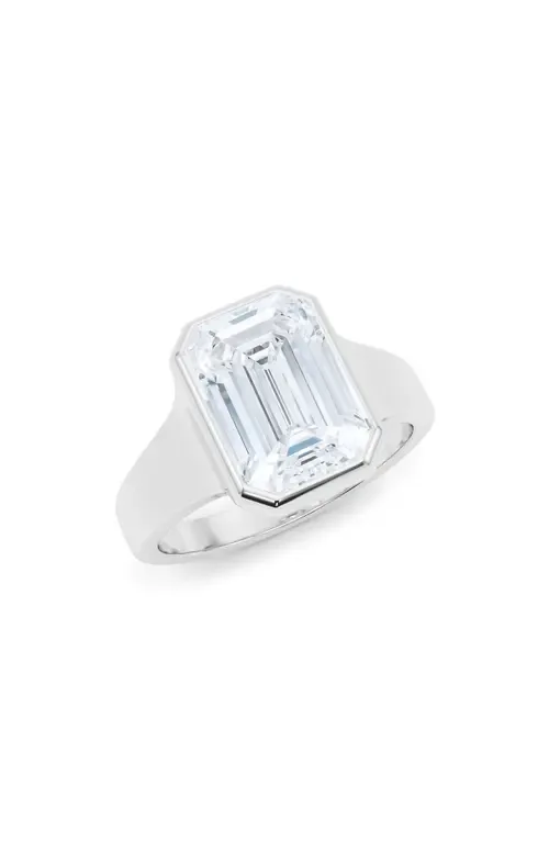 Emerald Cut Cigar Lab Created Diamond Ring in 2.50Ctw 18K White Gold by HauteCarat