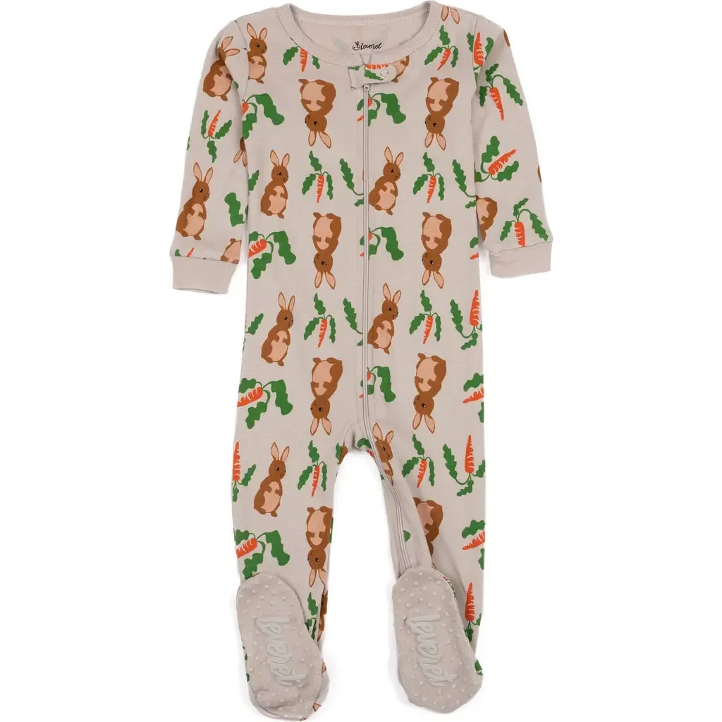 Footed Cotton Easter Matching Family Pajamas, Bunny Prints by Leveret