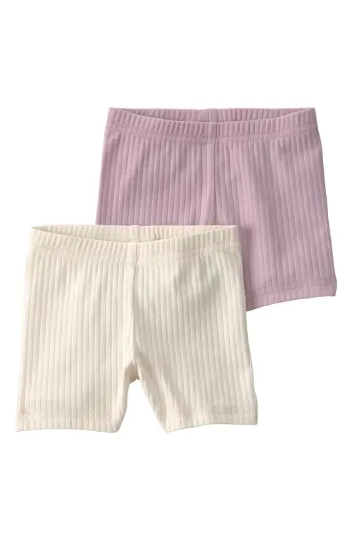 2-Pack Assorted Rib Stretch Organic Cotton Pedal Shorts by Little Planet