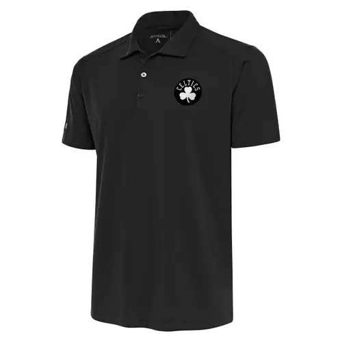 Antigua Gray Boston Celtics Metallic Logo Tribute Desert Dry Polo by ANTIGUA