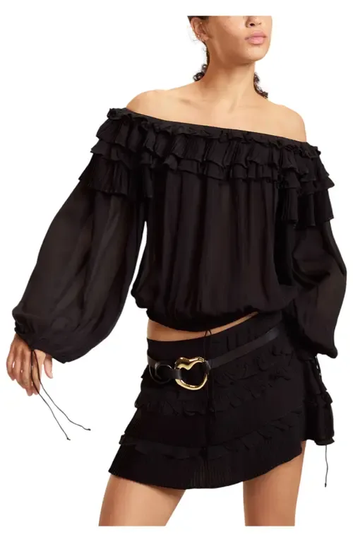 Off Shoulder Ruffle Blouse by Cynthia Rowley