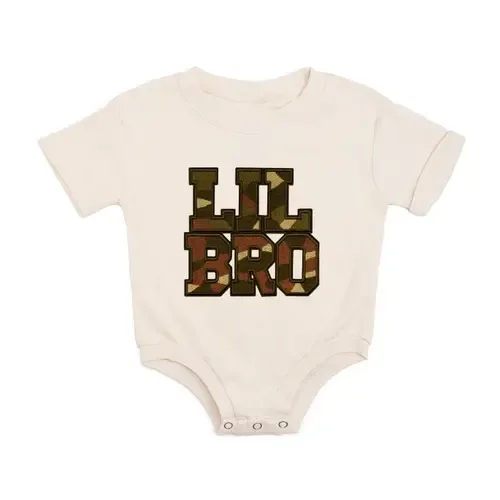 Lil Bro Camo Patch Short Sleeve Romper by Sweet Wink